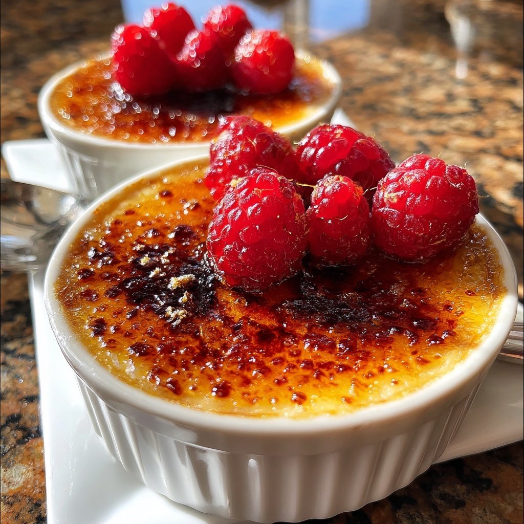 Crème Brûlée mit Himbeeren