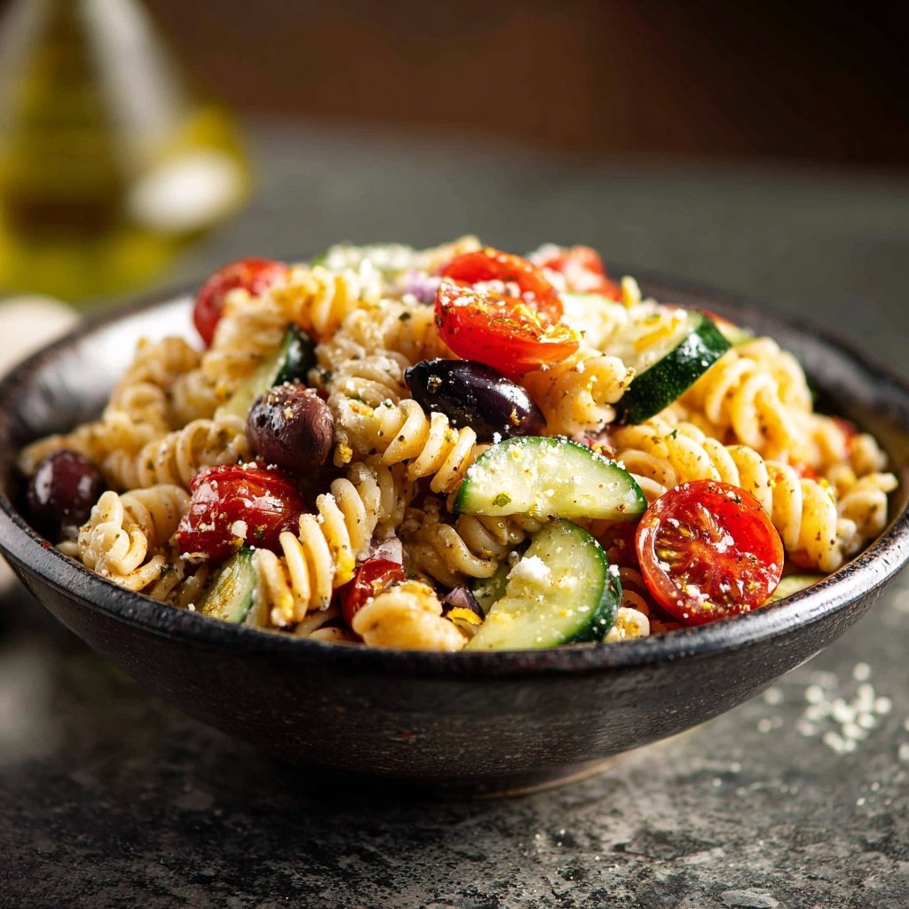 Mediterraner Nudelsalat Mit Oliven Öl