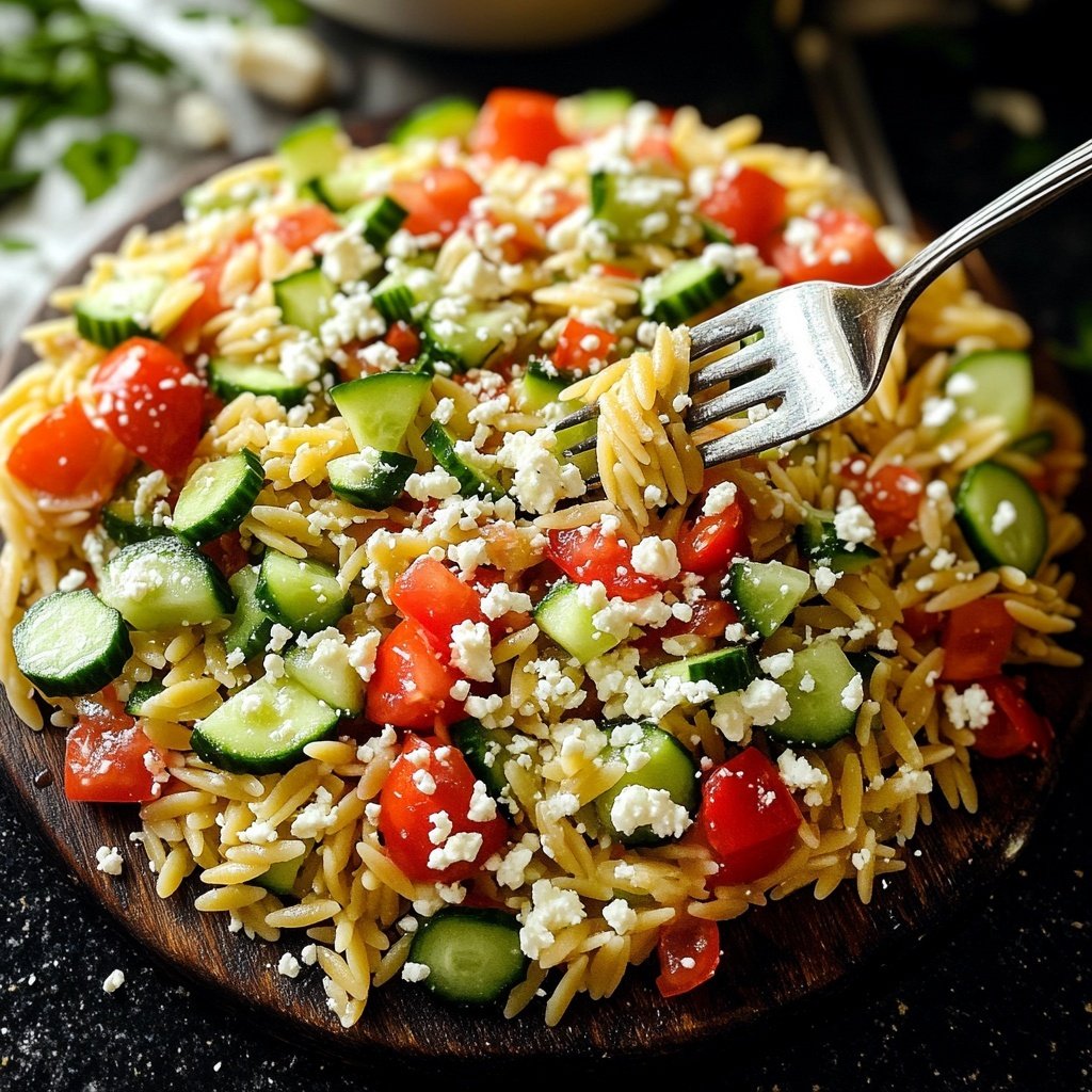 Griechischer Orzo Nudelsalat