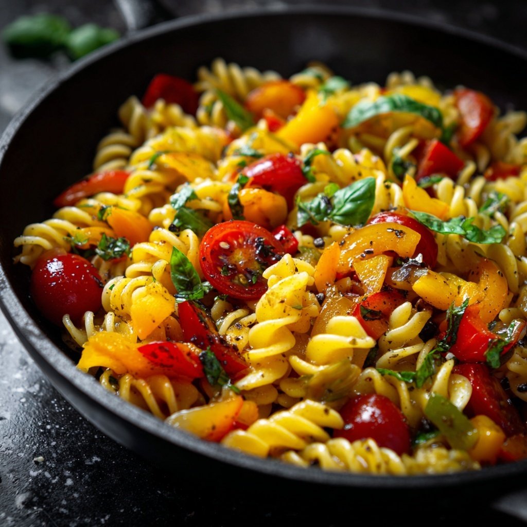 Mediterraner Nudelsalat Mit Basilikum